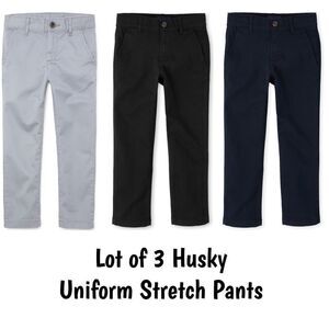 The Children’s Place Boys Lot Of 3 Pairs Of Cotton Flat Front Uniform Pants 10H